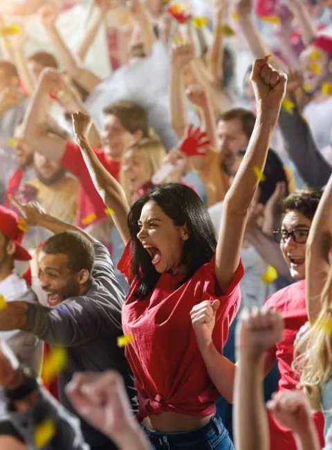 Girl celeberating at a sports event
