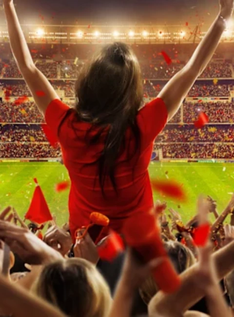 Girl celeberating at a sports event