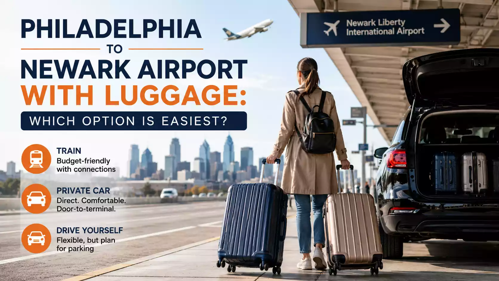 Philadelphia to Newark Airport with luggage